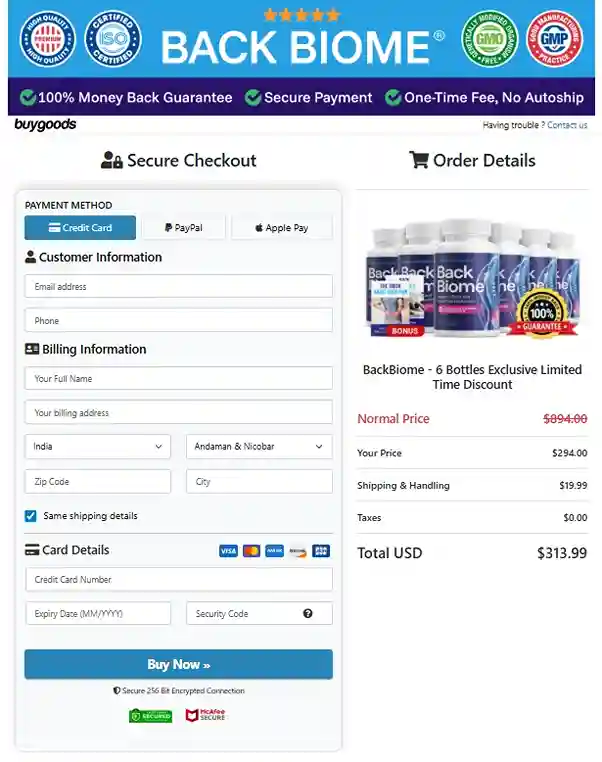 BackBiome BackBiome Order Page